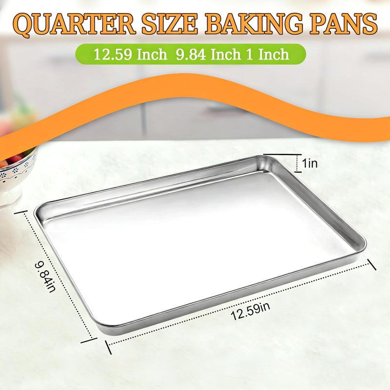 CEKEE Stainless Steel Cookie Sheets for Baking, 2PCS Stainless Steel Baking Sheet, Size 12.59 x 9.84 x 1 Inchï¼ŒHeavy Duty & Easy Clean Baking Pans Tray Set - Image 2