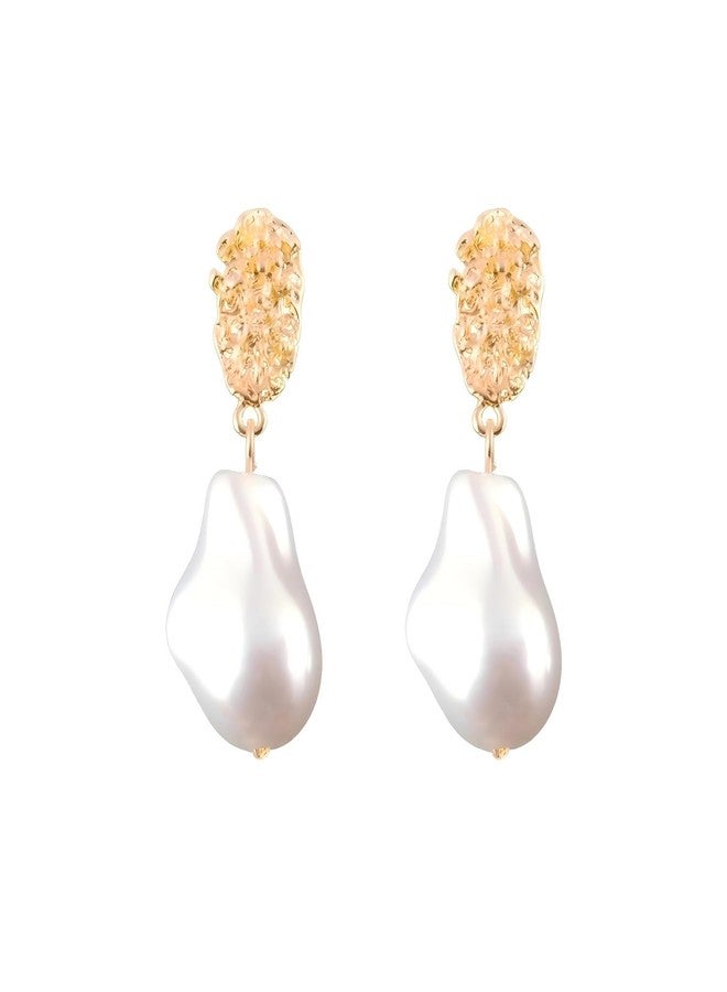 Decixde Gold Pearl Earrings for Women Baroque Pearl Dangle Drop Earrings Dainty Prom earring for women (Pearl Dangle) - Image 1