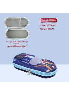 Cartoon Primary School Childrens Pencil Bag 3D Cute Male and Female Stationery Box Large Capacity Creative Pencil Bag Pencil Box Prizes3D sapphire blue car-two layers of cloth 3D sapphire blue car-two layers of cloth