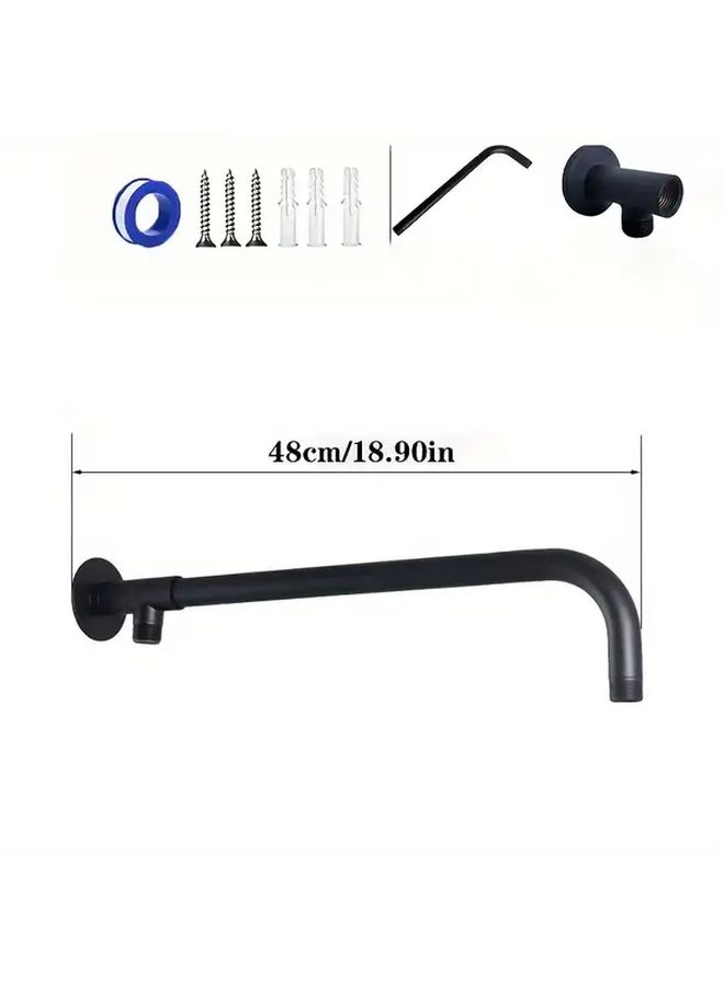 Black 48cm Stainless Steel Wall Mount Shower Arm Flange Extension For Rainfall Shower Head Universal System Component - Image 5