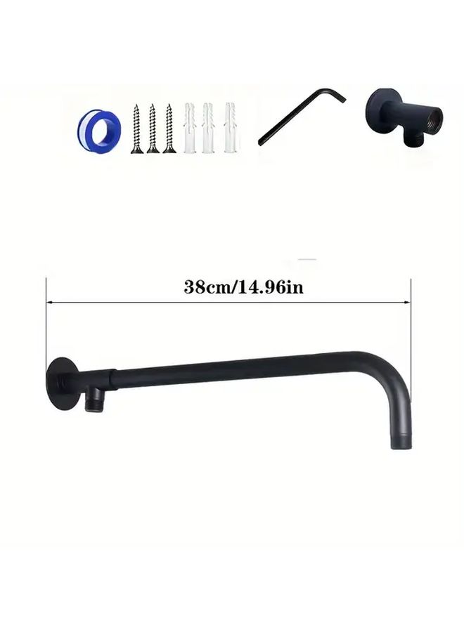 Black 48cm Stainless Steel Wall Mount Shower Arm Flange Extension For Rainfall Shower Head Universal System Component - Image 3
