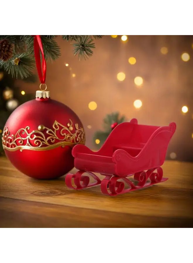 Green Christmas Santa Sleigh Plastic Desk Display Bowls And Baskets For Office Home Holiday Decor Durable Decorative Sled - Image 5