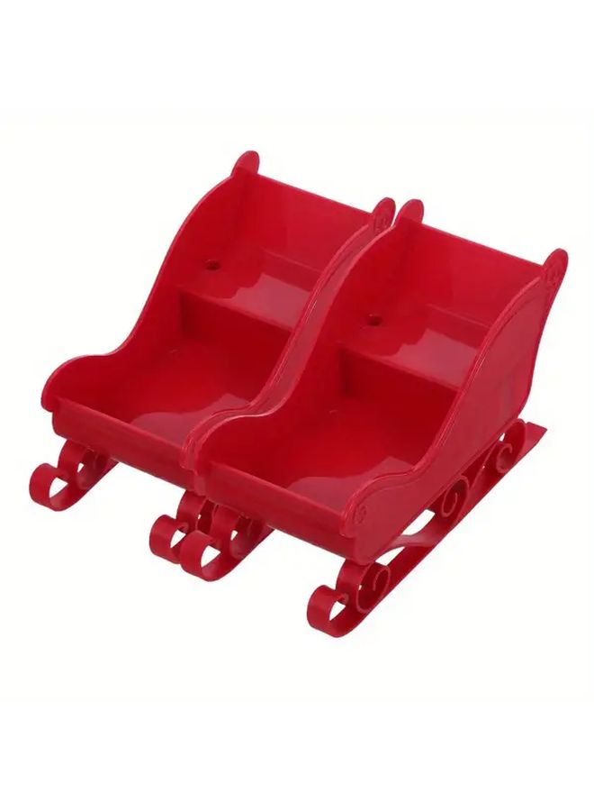Green Christmas Santa Sleigh Plastic Desk Display Bowls And Baskets For Office Home Holiday Decor Durable Decorative Sled - Image 1