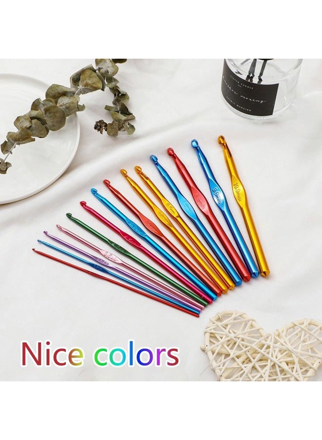 BCMRUN 14 pcs Multicolor Aluminum Crochet Hooks Knitting Needles Craft Yarn 2-10mm - Image 5