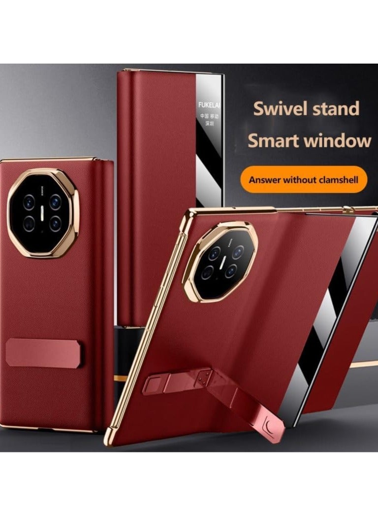 Smart Window Rotating Stand Phone Case Compatible with Huawei Mate XT Ultimate Folding Shockproof Protection PU Leather Flip Cover - Image 2