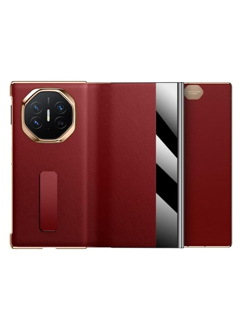 Smart Window Rotating Stand Phone Case Compatible with Huawei Mate XT Ultimate Folding Shockproof Protection PU Leather Flip Cover - Image 4