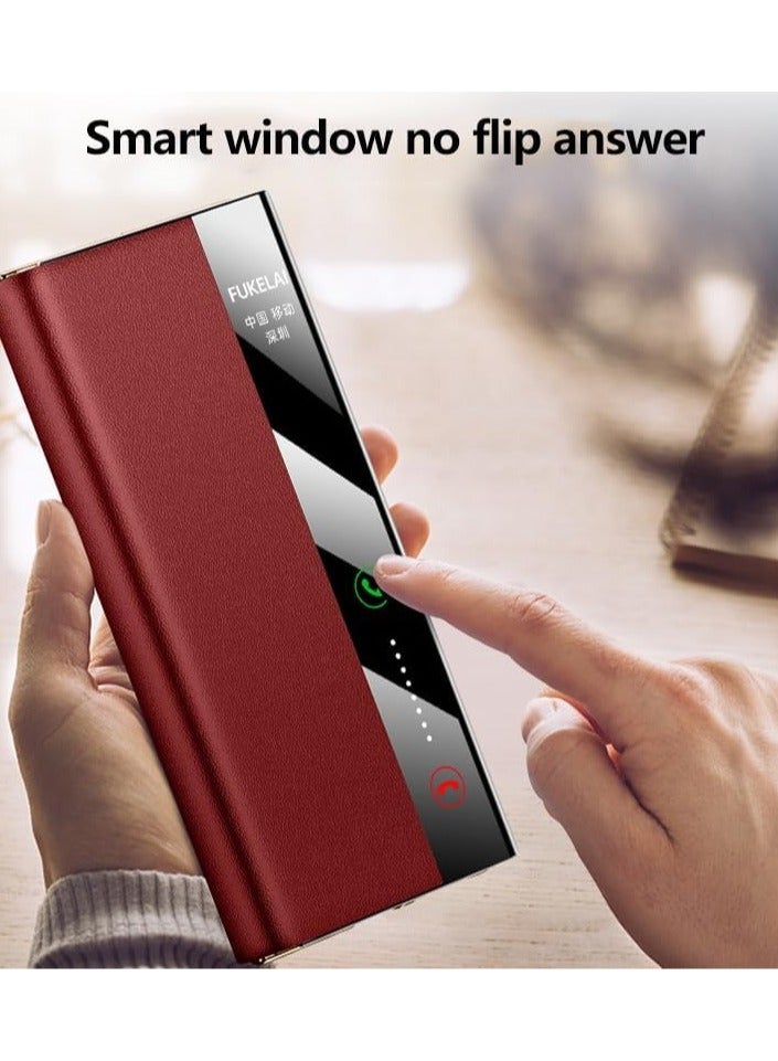 Smart Window Rotating Stand Phone Case Compatible with Huawei Mate XT Ultimate Folding Shockproof Protection PU Leather Flip Cover - Image 3