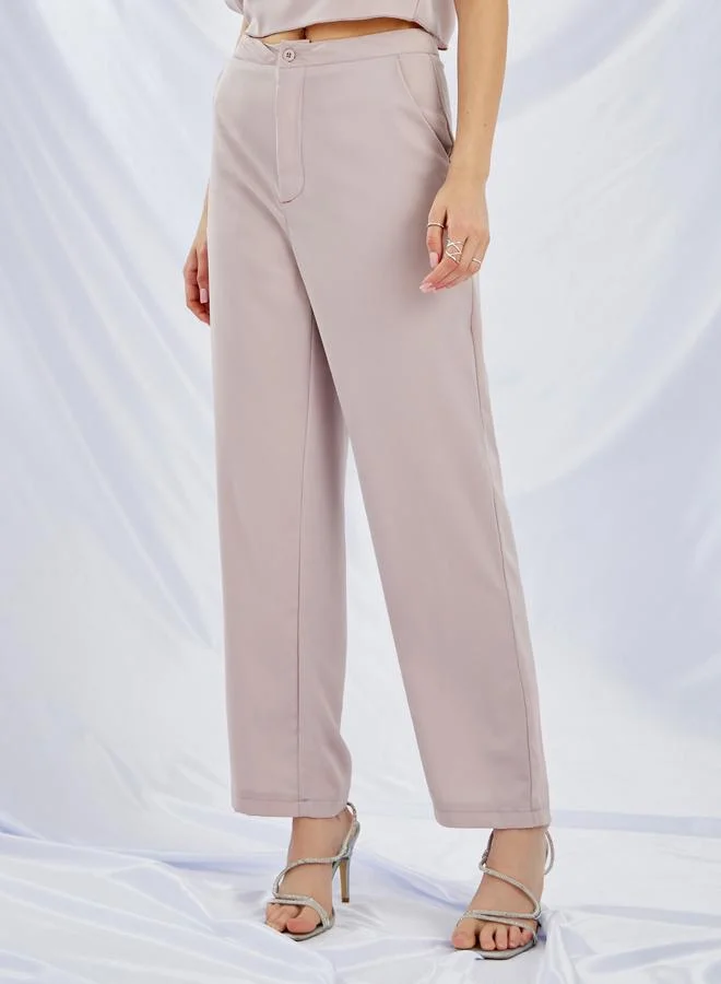Styli Styli Round Neck One Cape Sleeve Top and Pants Co-Ords