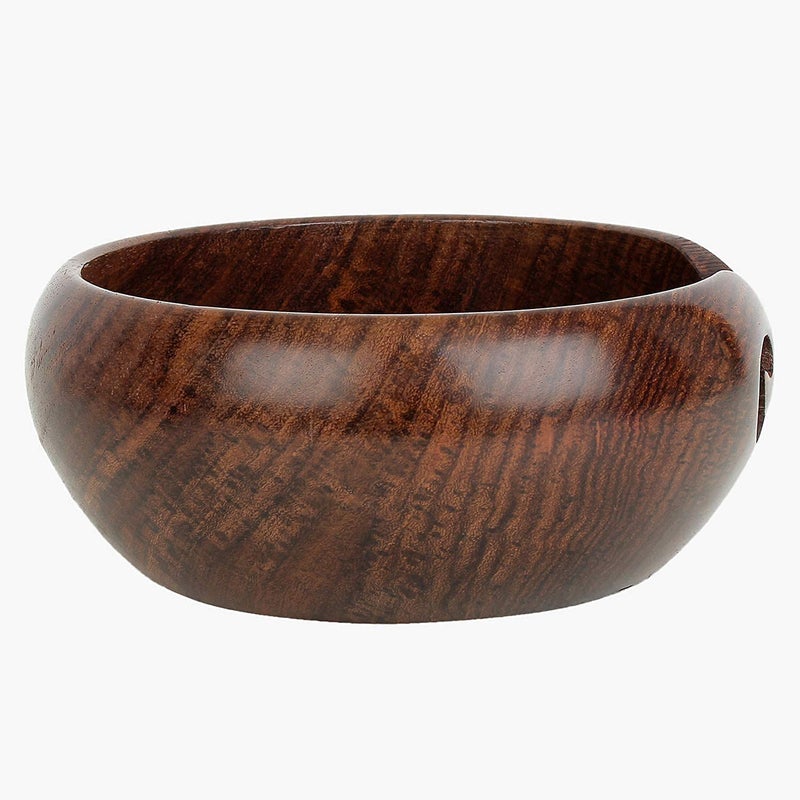 GURU JEE™ Handmade Wooden Yarn Bowl Wool Ball Holder Knitting Bowl Crochet Holder Gifts Showpiece (Natural_Brown_Plain) (1 Piece) - Image 5