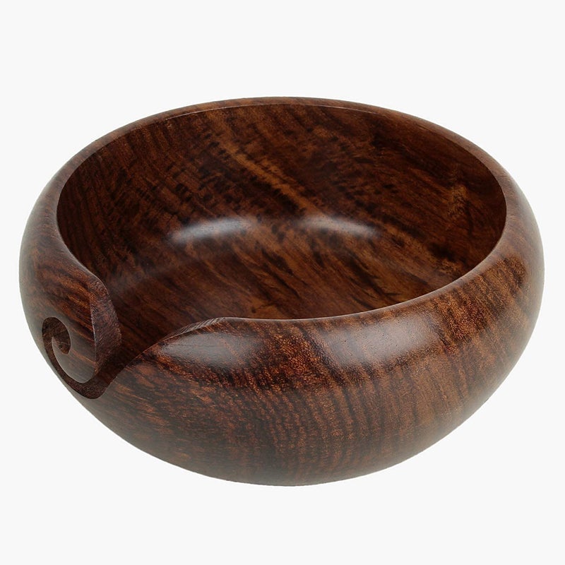 GURU JEE™ Handmade Wooden Yarn Bowl Wool Ball Holder Knitting Bowl Crochet Holder Gifts Showpiece (Natural_Brown_Plain) (1 Piece) - Image 2