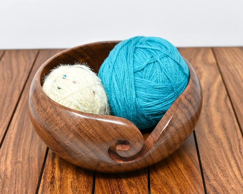 GURU JEE™ Handmade Wooden Yarn Bowl Wool Ball Holder Knitting Bowl Crochet Holder Gifts Showpiece (Natural_Brown_Plain) (1 Piece) - Image 4