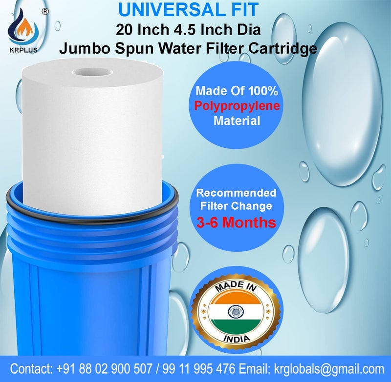 KRplus ® Fresh Virgin Material Dual Tank Whole House Water Filteration System, Dual Filter Setup with Sediment & Wound Filter Cartridges, 1 Inch Inlet/Outlet - Image 2