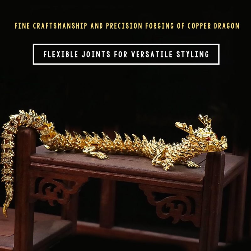 LIYAOLI 3D Golden Dragon Decor, Gold Articulated Dragon Statue Metal Toy for Boys, Chinese Dragon for Desk and Home Office, 9 Inch Luck Dragon - Image 4
