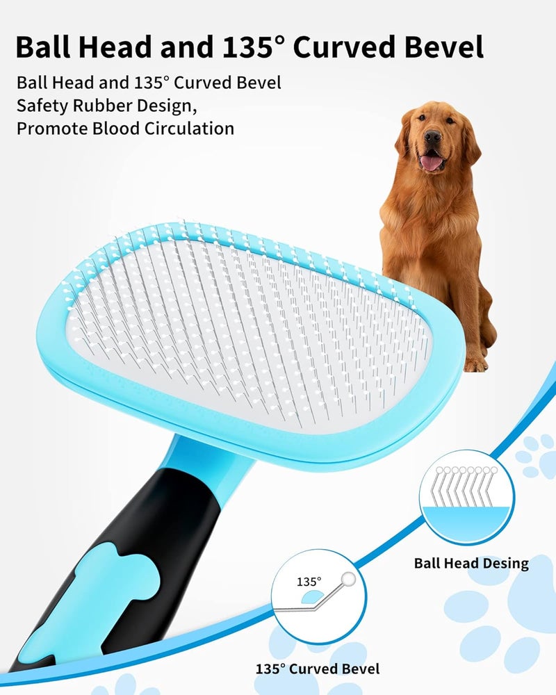 Glendan Dog Brush & Cat Brush- Slicker Pet Grooming Brush- Shedding Grooming Tools(Blue) - Image 2