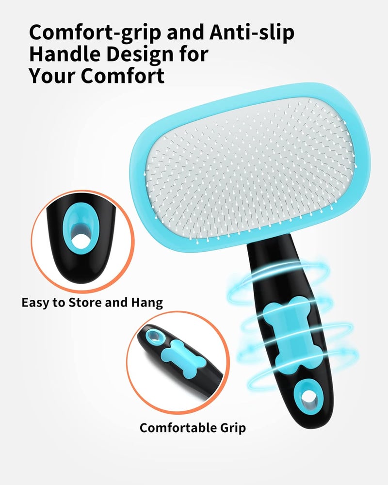 Glendan Dog Brush & Cat Brush- Slicker Pet Grooming Brush- Shedding Grooming Tools(Blue) - Image 4