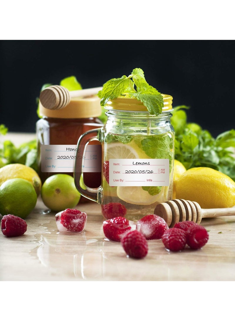 SYOSI ملصقات طعام قابلة للإزالة من SYOSI، 2 بكرة، 1000 قطعة، ملصقات طعام قابلة للإزالة للتعليب، والمخزن، والزجاجات، وحاويات الطعام، وتخزين الطعام وتنظيمه (أحمر وأزرق) - Image 2