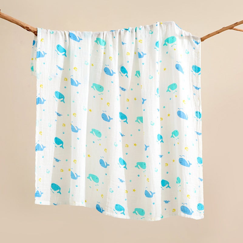 منشفة قطنية مزدوجة الطبقات ناعمة وقابلة للتنفس لتغطية حمام المواليد الجدد غطاء بطانية منشفة لف المواليد منتجات الأطفال منشفة لف - Image 1