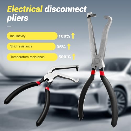 aeloer Electrical Disconnect Pliers, Electrical Connector Pliers for Cars(1*Straight&1 * 60°Bend), Fuel Line Tools with Anti-Slip Grip, Fuel Line Disconnect Tool Set for Air Flow Sensors Fuel Injectors - Image 2