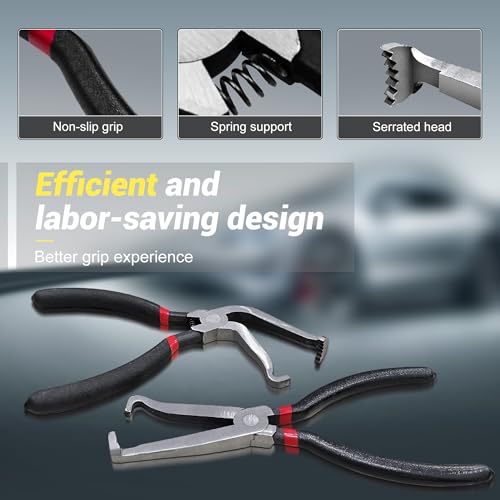 aeloer Electrical Disconnect Pliers, Electrical Connector Pliers for Cars(1*Straight&1 * 60°Bend), Fuel Line Tools with Anti-Slip Grip, Fuel Line Disconnect Tool Set for Air Flow Sensors Fuel Injectors - Image 4