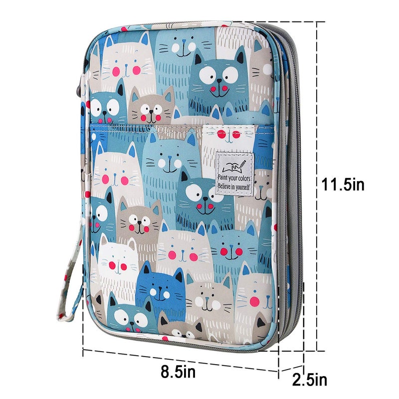 YOUSHARES 192 Slots Colored Pencil Case, Large Capacity Pencil Holder Pen Organizer Bag with Zipper for Prismacolor Watercolor Coloring Pencils, Gel Pens for Student & Artist (Big-Faced Cat) - Image 5