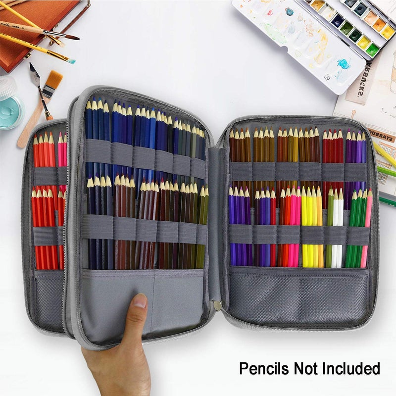 YOUSHARES 192 Slots Colored Pencil Case, Large Capacity Pencil Holder Pen Organizer Bag with Zipper for Prismacolor Watercolor Coloring Pencils, Gel Pens for Student & Artist (Big-Faced Cat) - Image 3