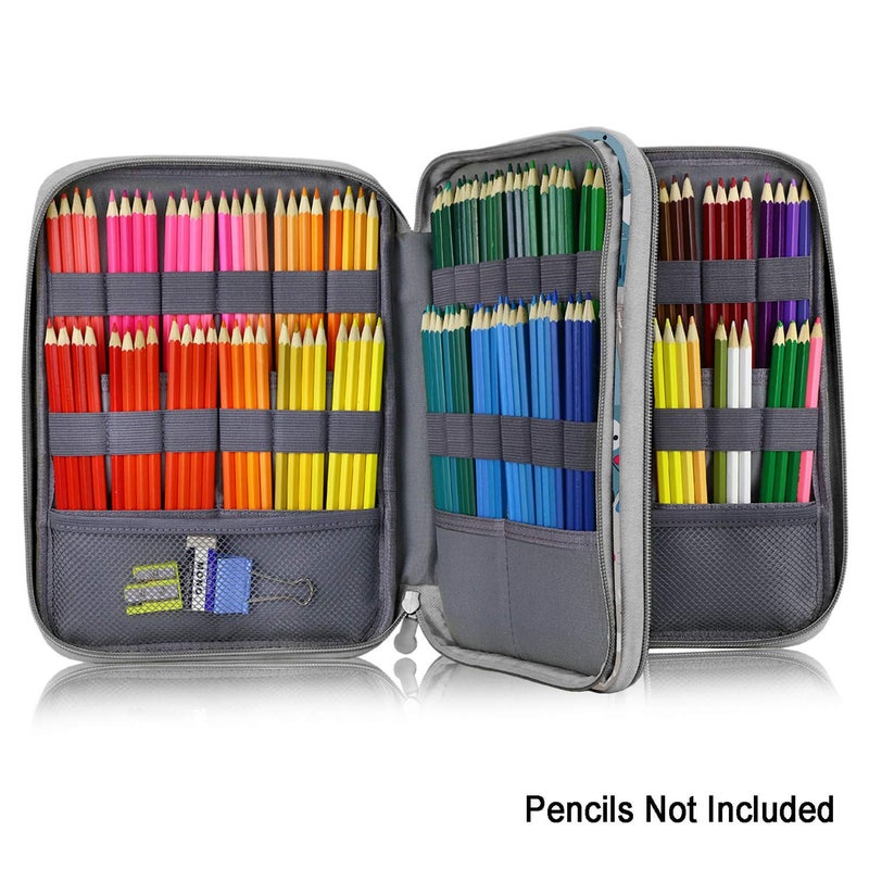 YOUSHARES 192 Slots Colored Pencil Case, Large Capacity Pencil Holder Pen Organizer Bag with Zipper for Prismacolor Watercolor Coloring Pencils, Gel Pens for Student & Artist (Big-Faced Cat) - Image 2