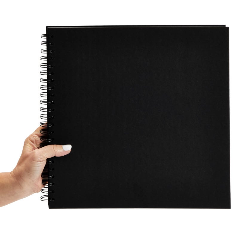 Paper Junkie Paper Junkie Hardcover Scrapbook - Blank Wedding Guest Book, DIY Photo Album, Black Spiral Bound Cardboard Cover Sketchbook for Kids Craft, Diary Journal - Square - 40 Sheets - 12x12  - Image 5