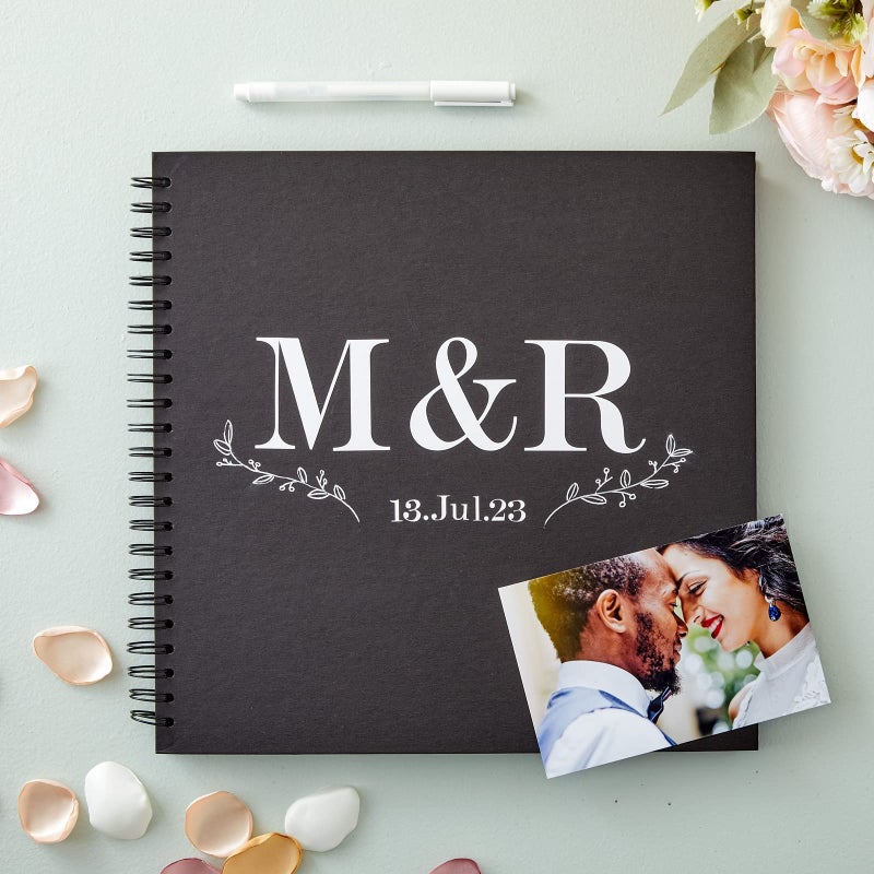 Paper Junkie Paper Junkie Hardcover Scrapbook - Blank Wedding Guest Book, DIY Photo Album, Black Spiral Bound Cardboard Cover Sketchbook for Kids Craft, Diary Journal - Square - 40 Sheets - 12x12  - Image 2