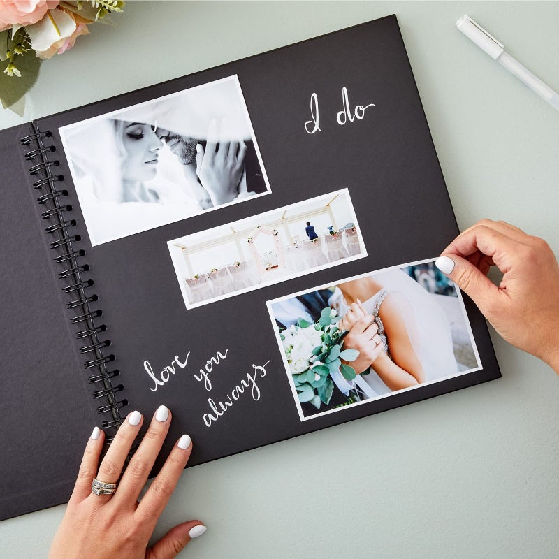 Paper Junkie Paper Junkie Hardcover Scrapbook - Blank Wedding Guest Book, DIY Photo Album, Black Spiral Bound Cardboard Cover Sketchbook for Kids Craft, Diary Journal - Square - 40 Sheets - 12x12  - Image 3