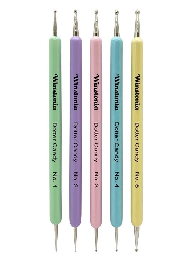 Winstonia 5pcs Dotting Tools Set 10 Metal Tips for Nail Art Painting, Manicure Patterns, Mandala Designs, Crafting - DOTTER CANDY