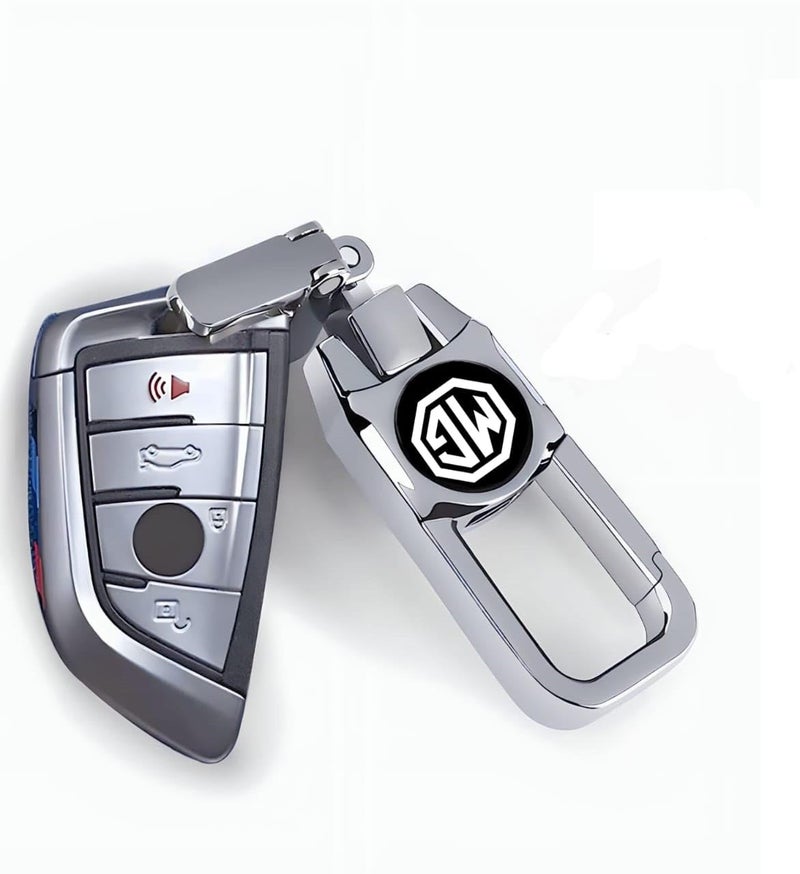 Greenworld Silver Color Fob Keychain Compatible With M.G Hector/Astor/Glostor Car (Silver Chrome) - Image 2