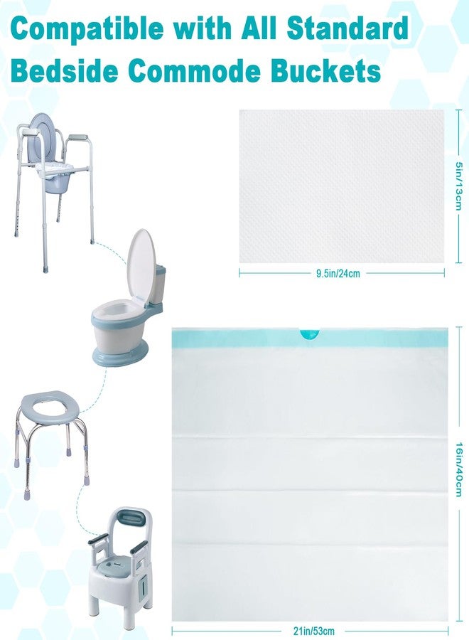 OUMEE 90 PCS Commode Liners with Absorbent Pads, Bedside Commode Liners for Commode Bucket, Disposable Commode Liners for Adults, Portable & Leak-Proof Potty Chair Liners (Blue - 180[90Liners+90Pads]) - Image 2