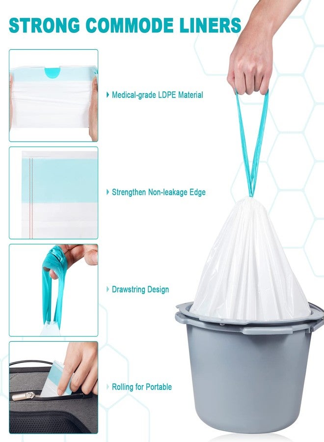 OUMEE 90 PCS Commode Liners with Absorbent Pads, Bedside Commode Liners for Commode Bucket, Disposable Commode Liners for Adults, Portable & Leak-Proof Potty Chair Liners (Blue - 180[90Liners+90Pads]) - Image 5