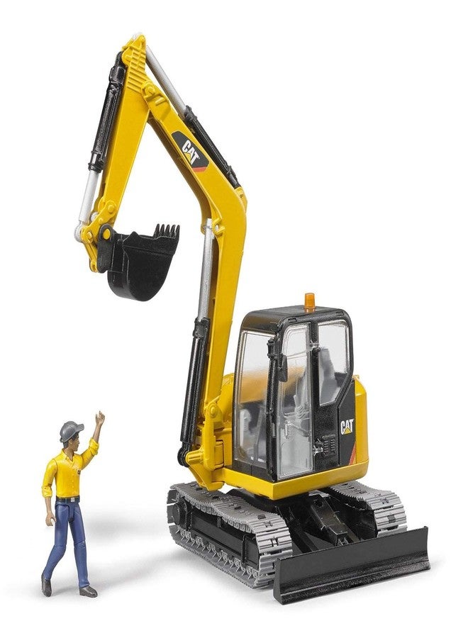 Bruder CAT Mini Excavator Construction Digger Toy with Worker, 1:16 Scale, Realistic Working Parts - Image 2