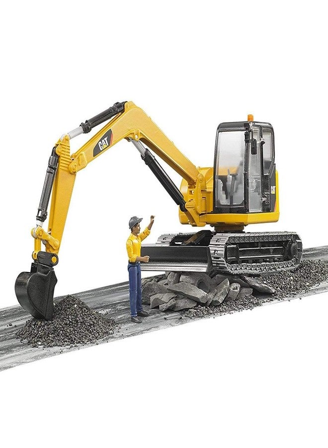 Bruder CAT Mini Excavator Construction Digger Toy with Worker, 1:16 Scale, Realistic Working Parts - Image 5