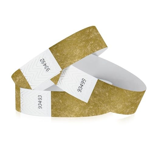 Wristco 100 WristCo Tyvek Deep Metallic Gold Wristbands for Events – – Tamper-Proof Design Prevents Reuse – Premium-Grade Bracelets for Hospital & Medical ID, Party, Concert Entry, VIP Identification - Image 1