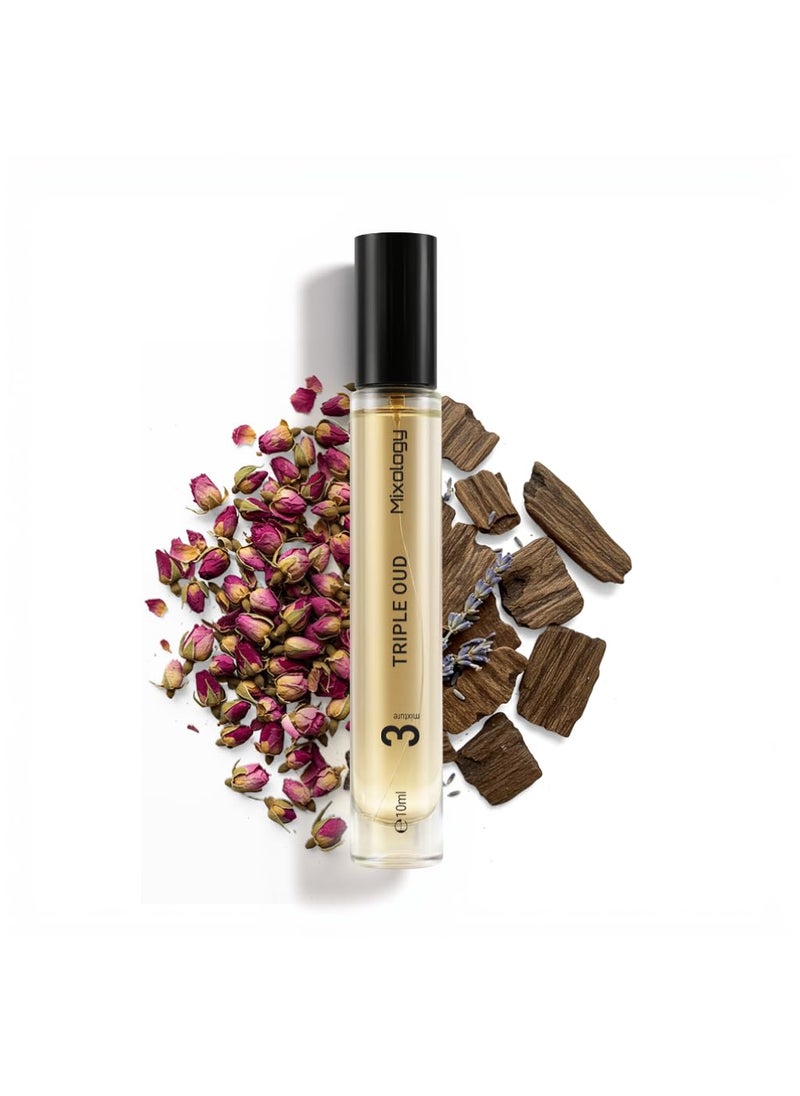 LUXODOR Tripe Oud Mixology Eau de Parfum - Inspired by Ombre Nomad, Ispahan and Initio Oud For Greatness, Unisex Perfume 0.34 Fl Oz (10ml) 