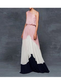NIBEMINENT Spring Summer One Shoulder Dresses Women Splicing Print Off Shoulder Loose Long Dress Fashion Ladies Commuting Vestidos  - Image 1