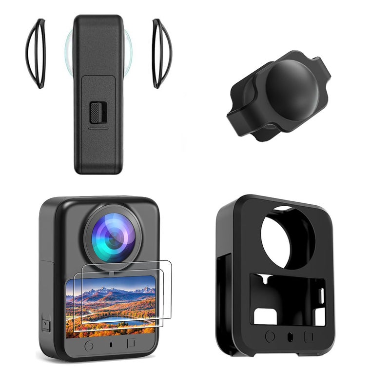 سجيت مجموعة الحماية لكاميرا DJI Osmo 360، غطاء سيليكون، واقي عدسة، غطاء عدسة سيليكون، واقي شاشة عبوة من قطعتين لـ DJI Osmo 360، طقم ملحقات كاميرا الحركة