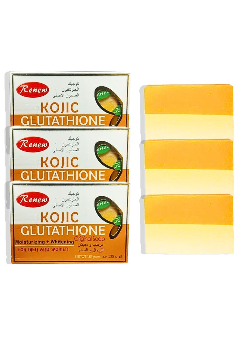 Renew 3 Piece Kojic Glutathione Original Soap Moisturizing and Whitening - Image 1