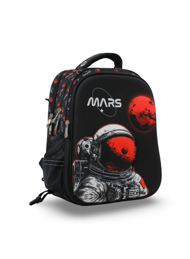 B.ZSSY حقيبة ظهر ترولي BZ Astronaut Mars مقاس 17 بوصة مع جيب للمقبض - أسود - Image 1