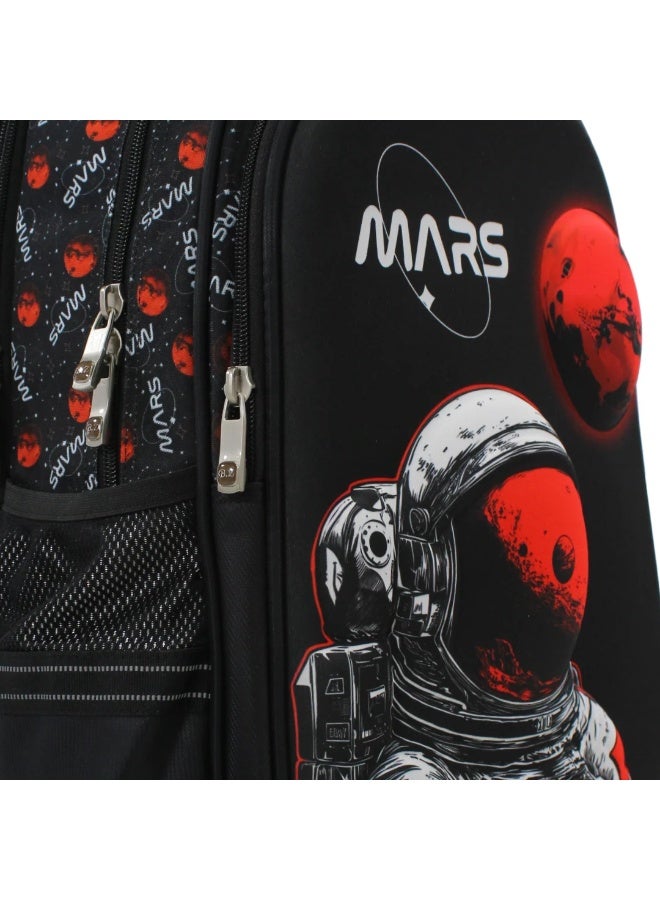 B.ZSSY حقيبة ظهر ترولي BZ Astronaut Mars مقاس 17 بوصة مع جيب للمقبض - أسود - Image 2