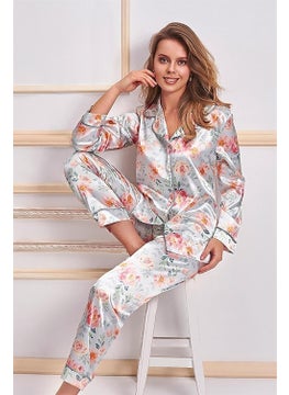Nurteks 5654 Women's Satin Pajamas Set-Mint  - Image 2
