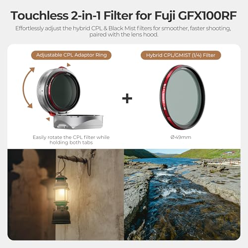Freewell The Real Lens Hood CPLMist Filter Flipable Touchless Operation for Fuji GFX100RF Silver - Image 3