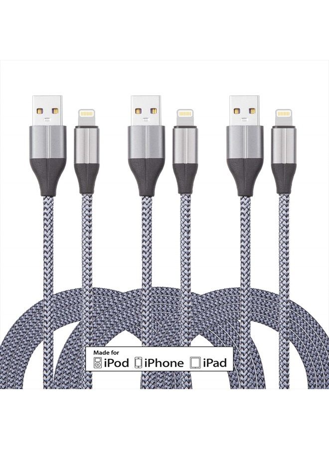 FEEL2NICE iPhone Charger Cable (3 Pack 10 Foot), [MFi Certified] 10 Feet Nylon Braided Lightning Cable, iPhone Charging Cord USB Cable Compatible with iPhone 11/Pro/X/Xs Max/XR/8 Plus /7 Plus/6/ iPad - Image 4