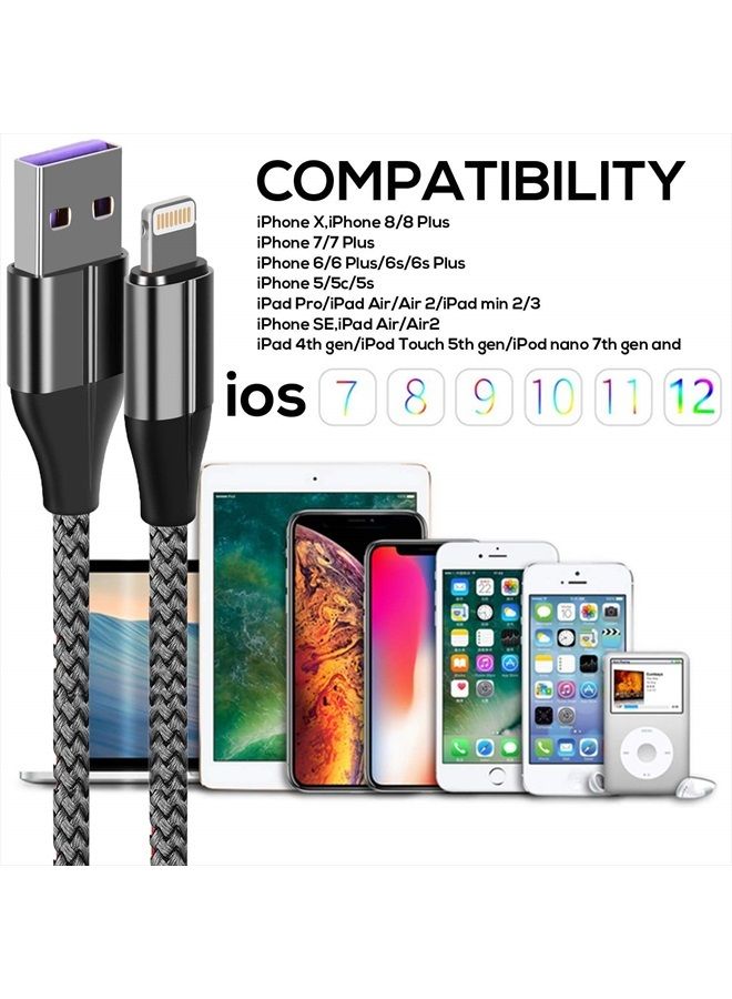 FEEL2NICE iPhone Charger Cable (3 Pack 10 Foot), [MFi Certified] 10 Feet Nylon Braided Lightning Cable, iPhone Charging Cord USB Cable Compatible with iPhone 11/Pro/X/Xs Max/XR/8 Plus /7 Plus/6/ iPad - Image 3