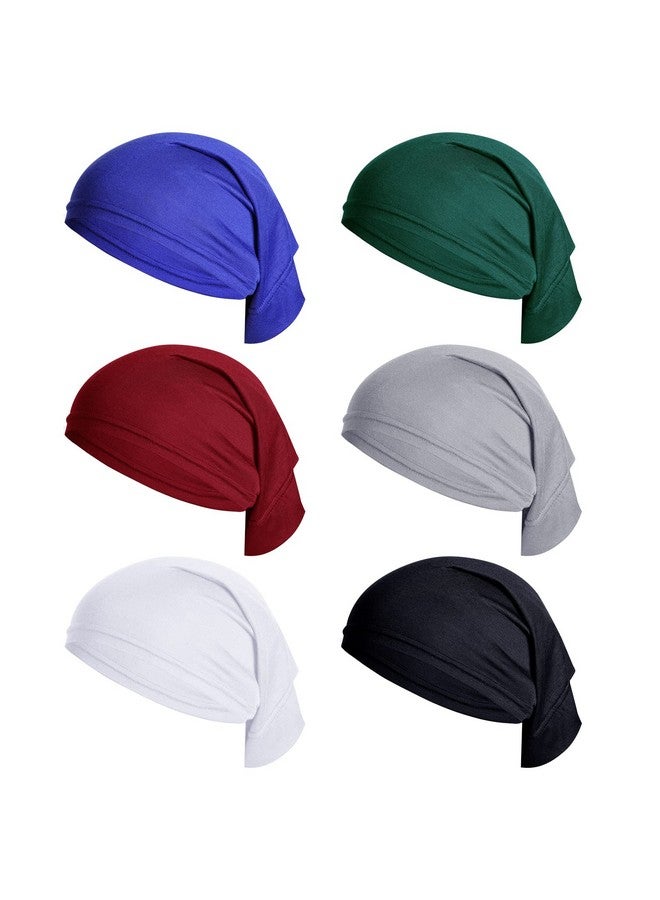 Sucrain 6 Pcs Tube Dreadlock Cap Elastic Wide Headband Braids Tube Sock Cap Unisex Spandex Satin Head Wrap Dreadlocks Accessories - Image 2