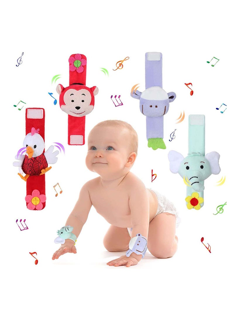 Y&D 4 Designs Baby Soft Rattle Infant Wrists and Foot Rattles Finders Socks Set Hand Arm Ring Feet Ankle Wear for Newborn Boys & Girls  - Image 1