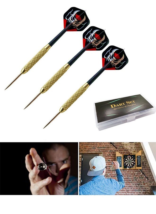 GROIC - 12PCS Steel Tip Darts Set - Professional Darts Steel Tip for Dartboard with Brass Barrels, Flights + Dart Tool  + Gift Case - Darts Metal Tip - Image 1