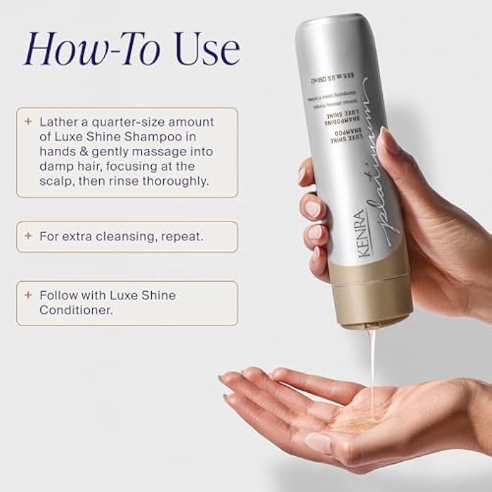 Kenra Platinum Luxe Shine Shampoo | Lustrous Silkening Shampoo | Shine Enhancing |For Dull Hair | For Frizzy Hair | Sulfate Free | Color Safe |For Medium, Thick & Coarse Hair | 8.5 fl. oz. - Image 5